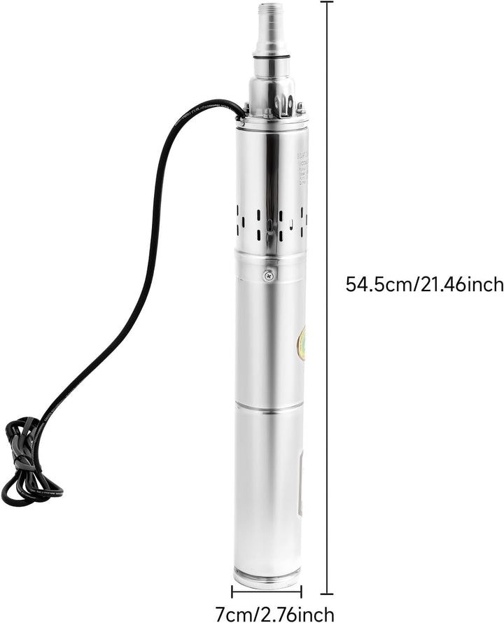 BJTDLLX Solar Tauchpumpe Tiefbrunnen-Tauchpumpe 24V 370W Tauchwasserpumpe 1800L/h Brunnenpumpe Solar