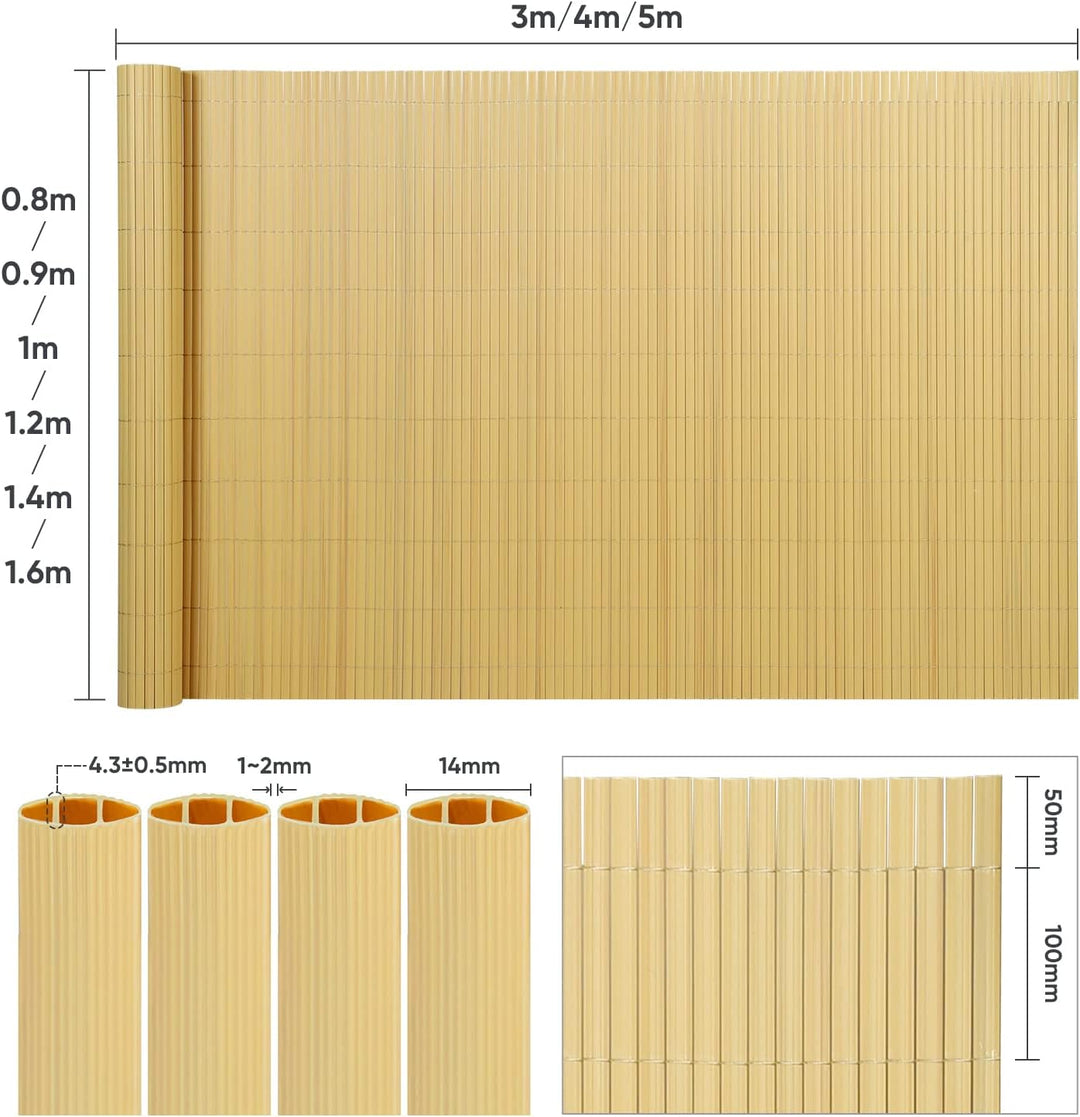 Sekey PVC Sichtschutzmatte 100x500cm Doppelte Verstärkung Innen, Balkon Sichtschutz mit Kabelbindern
