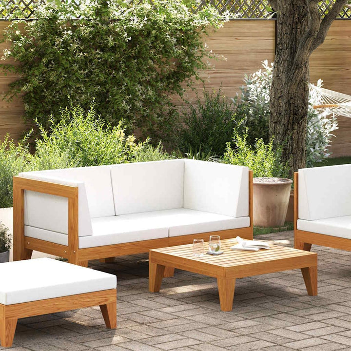 vidaXL Akazienholz Massiv Gartenmöbel 2-TLG. mit Auflagen Ecksofa Tisch Sofa Lounge Sitzgruppe Garte