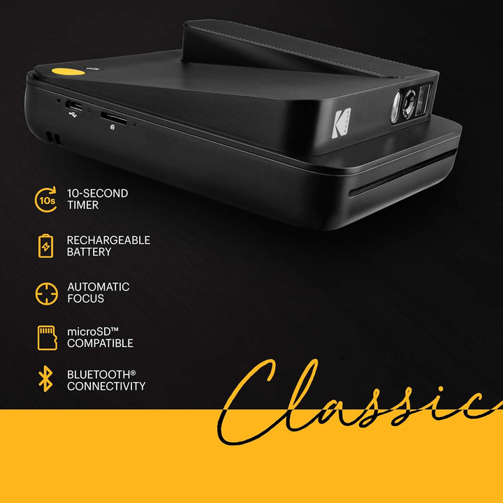 KODAK Smile Classic Sofortbilddigitalkamera + Bluetooth (Schwarz), 16MP, 35 Drucke/Aufladung – Start