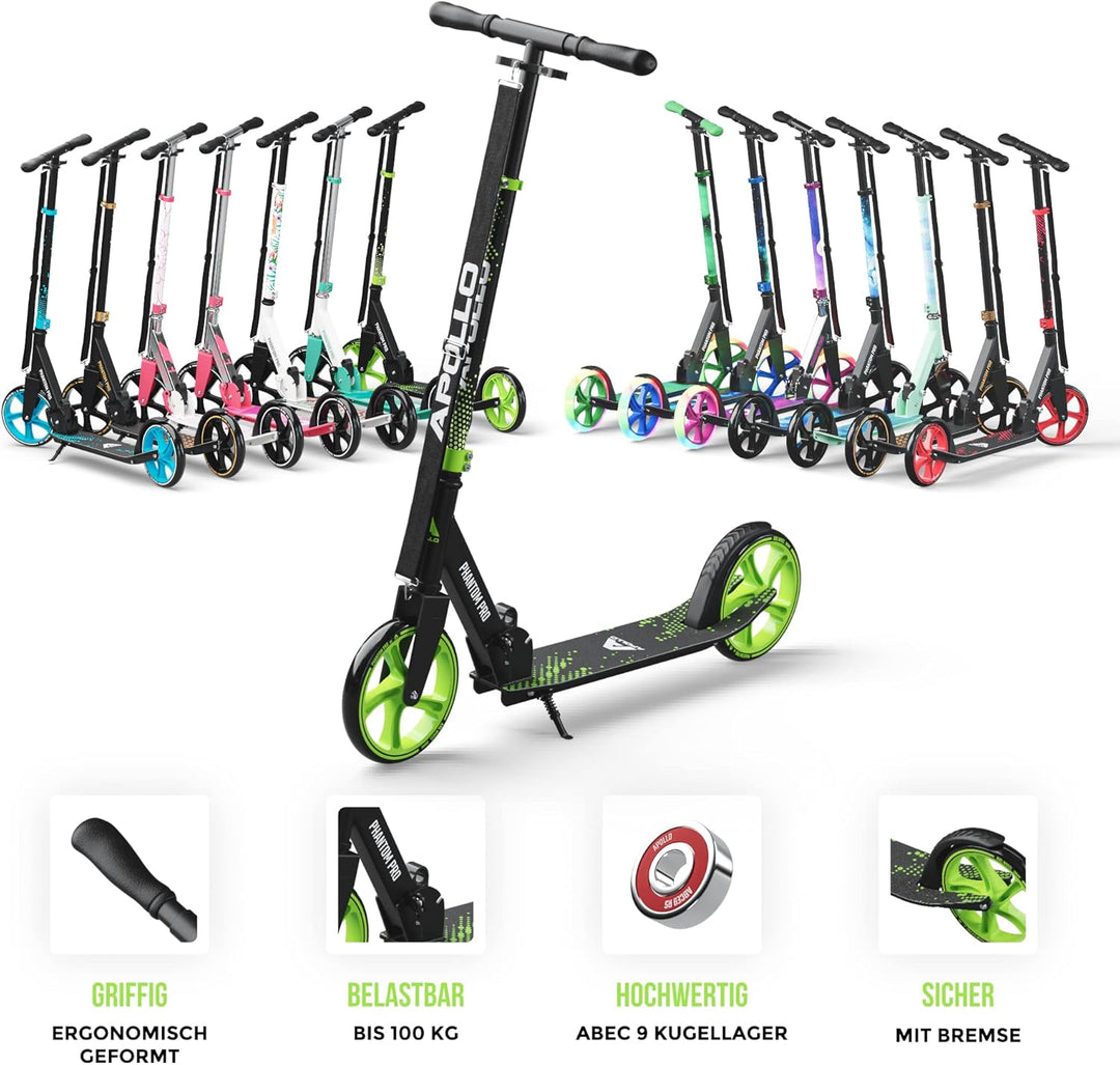 Apollo XXL Wheel Scooter - Phantom Pro Cityroller | Klappbarer City Roller für Kinder | Höhenverstel