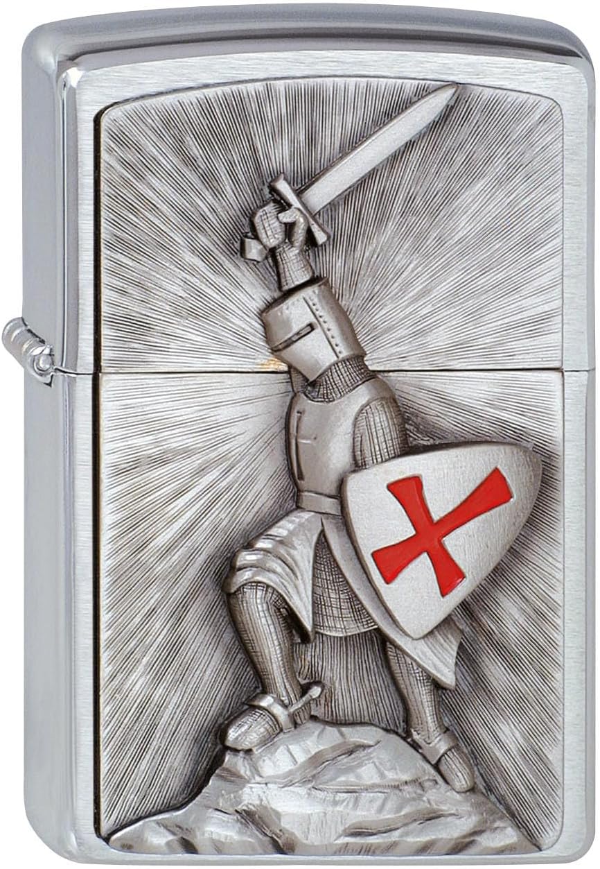 Zippo 1300103 200 Crusade Victory Feuerzeug,Messing,Brushed Chrome,1 x 3,5 x 5,5 cm, Brushed Chrome
