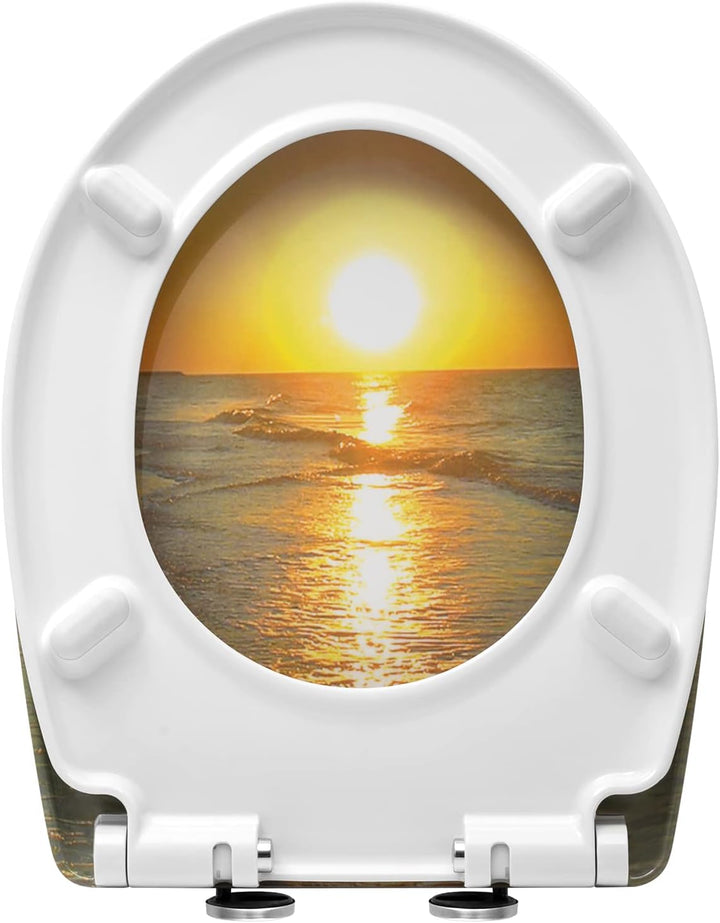 WOLTU WC Sitz mit Absenkautomatik,Toilettensitz Motiv,Klodeckel mit Quick-Release-Funktion und Antib