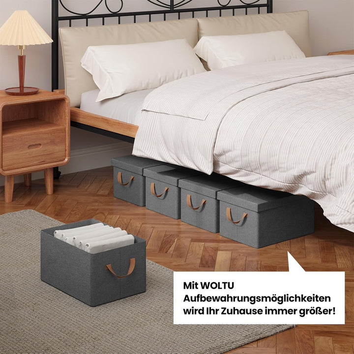 WOLTU Aufbewahrungsboxen 5er Set, Box mit Deckel, Stoffbox, Aufbewahrungskorb, faltbare Box, Aufbewa