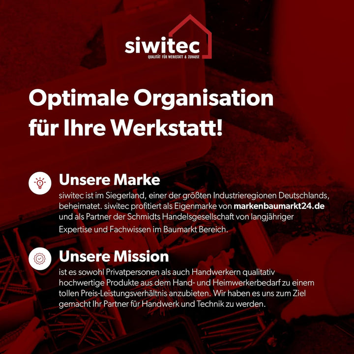 6 x siwitec Sortimentskasten, 10 Fächer und 6 anpassbare Trennstege, stapelbar, Sortimentsbox Kleint