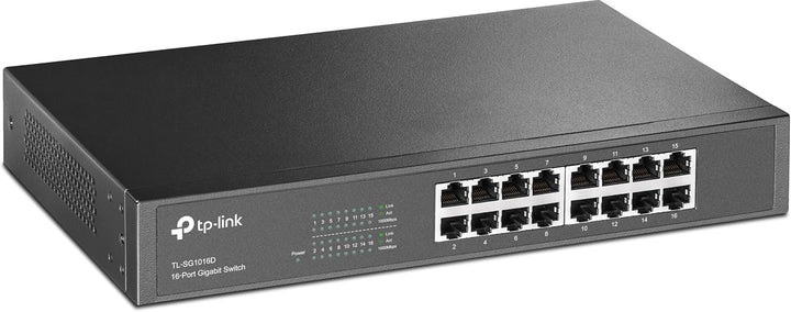 TP-Link TL-SG1016D 16-Port Gigabit Netzwerk Unmanaged Switch (Rackmount, 32Gbit/s Switching-Kapazitä
