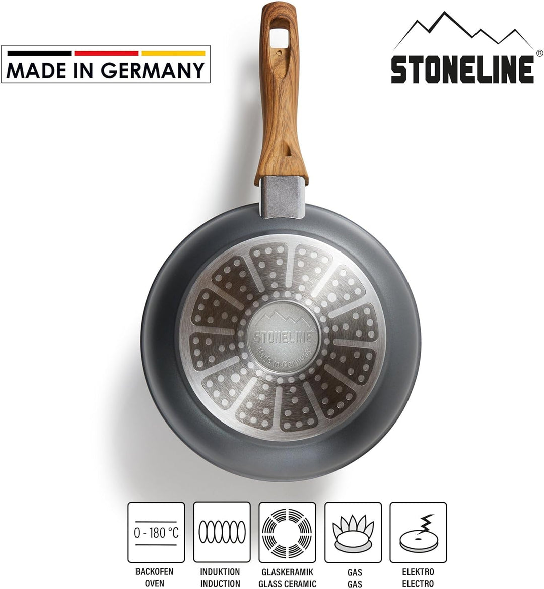 STONELINE Back to Nature Bratpfanne 20 cm, Made in Germany, antihaft beschichtete Pfanne mit echten