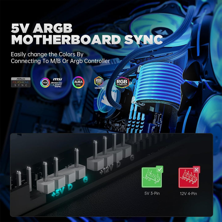 AsiaHorse 24Pin ATX Adressierbare RGB Kabel, ARGB 24PIN Mainboard Sleeved Cable, 5V 3PIN PSU Kabelve