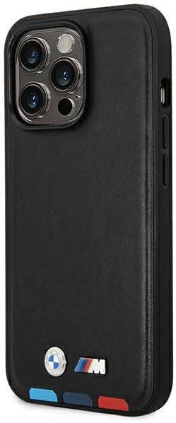 Etui BMW BMHMP14L22PTDK Hülle für iPhone 14 Pro 6,1" schwarz/Black Leather Stamp Tricolor