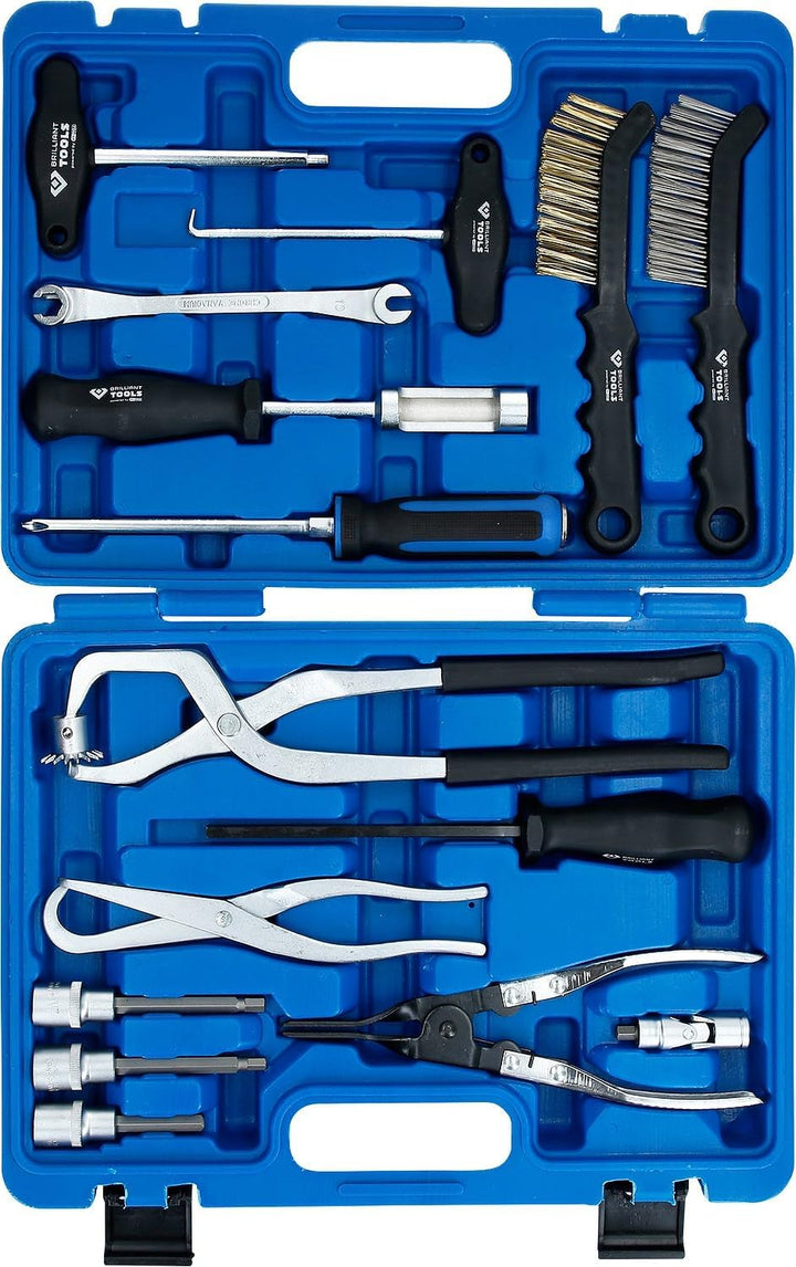 BRILLIANT TOOLS BT701250 Universal-Bremstrommel und Bremsscheiben -Werkzeug-Satz | 15-tlg. [Powered