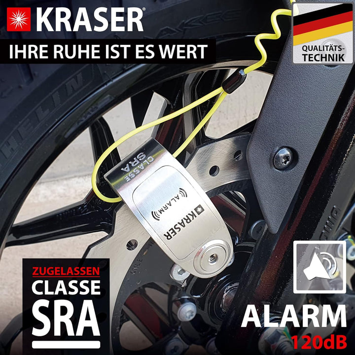 KRASER KR14S Bremsscheibenschloss Alarm für Motorrad, Roller, Motorradschloss Bremsscheibenschloss m