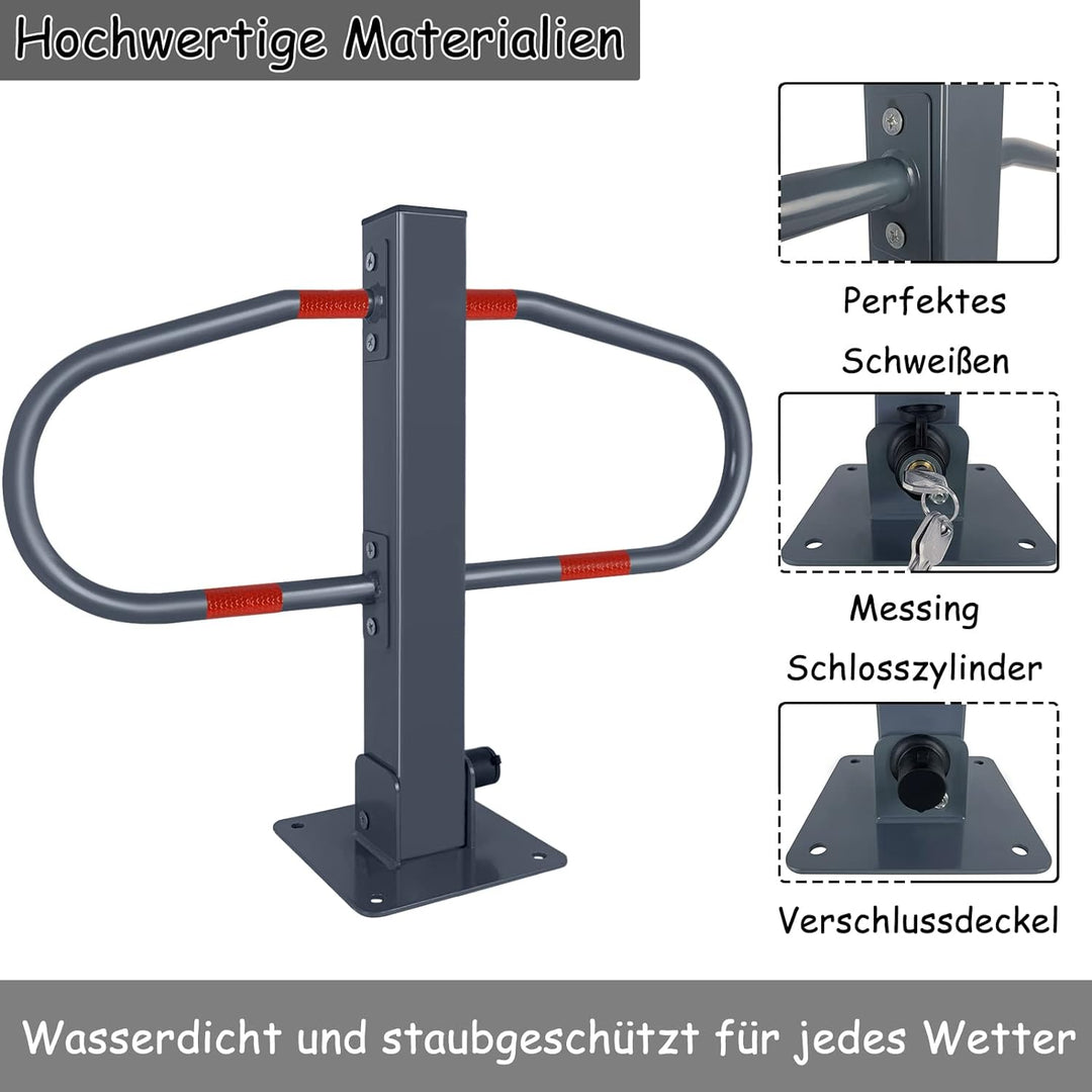 NAIZY Parkpfosten klappbar Parkplatzsperre mit 3 Schlüssel & Reflektierende Aufkleber Parkbügel 73x5
