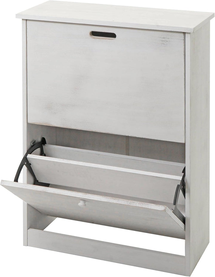 Mendler Schuhkipper HWC-K45, Schuhschrank Schuhregal, 81x60x25cm 2 Klappen, MDF aus Paulownia MVG-Ze