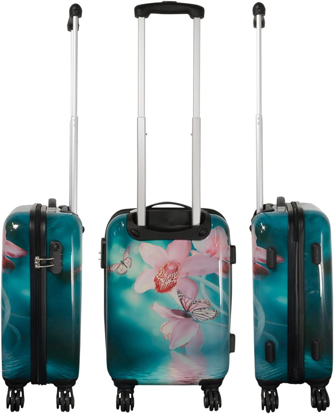 Bowatex Kleiner Trolley Handgepäck Reisekoffer Orchidee Blumen Koffer 55 cm