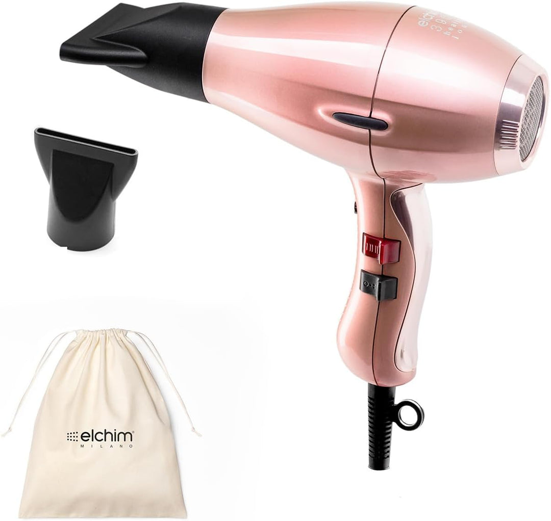 elchim 3900 Healthy Ionic Venetian Rosegold Schuko-Steckdose mit Baumwollbeutel – professioneller Ha