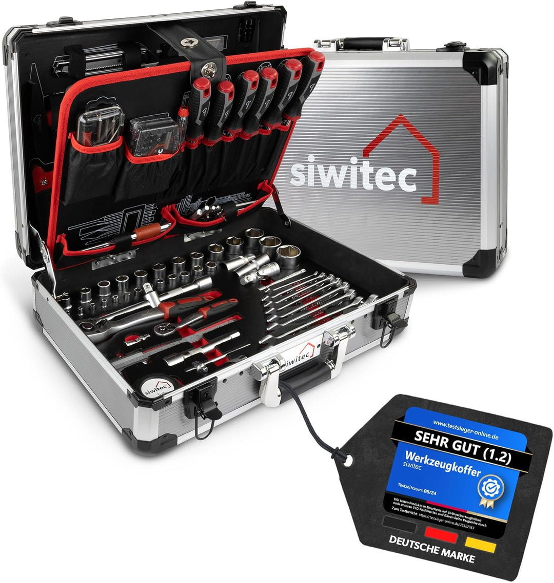 siwitec Werkzeugkoffer 139-teilig | Werkzeug Set CRV | Werkzeugkasten gefüllt mit Zangen, Schraubend