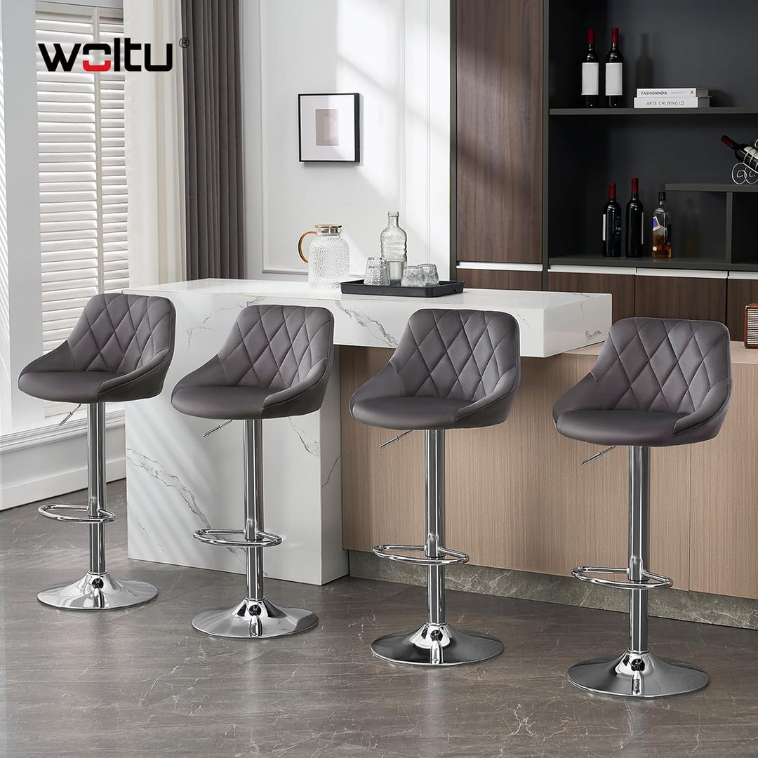 WOLTU Barhocker, Hocker höhenverstellbar drehbar, gepolsterter Samtsitz, mit Rückenlehne Fussstütze,