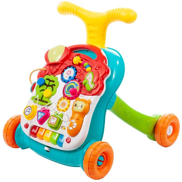 MalPlay Laufwagen Bunt mit Spieltisch und Baby Piano Lauflernwagen Lauflernhilfe Gehhilfe Musik für