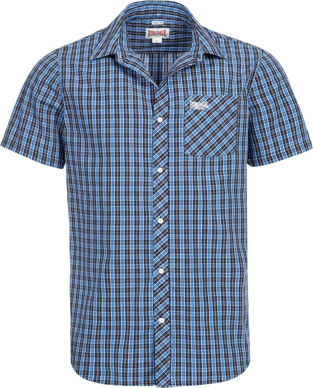 Lonsdale Brixworth Kurzarmhemd Hemd M Blue/White/Black, M Blue/White/Black