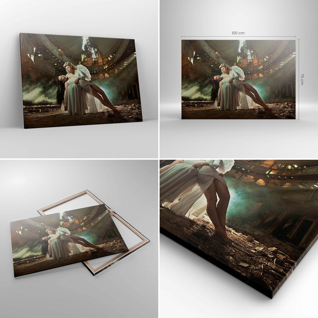 Bilder auf Leinwand 100x70cm Leinwandbild Engel Frau Theater Oper Gross Wanddeko Bild Schlafzimmer K