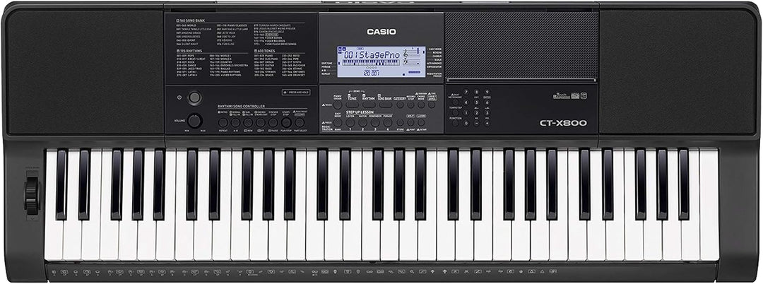 Casio CT-X800 Keyboard mit 61 anschlagdynamischen Standardtasten und Begleitautomatik Single, Single