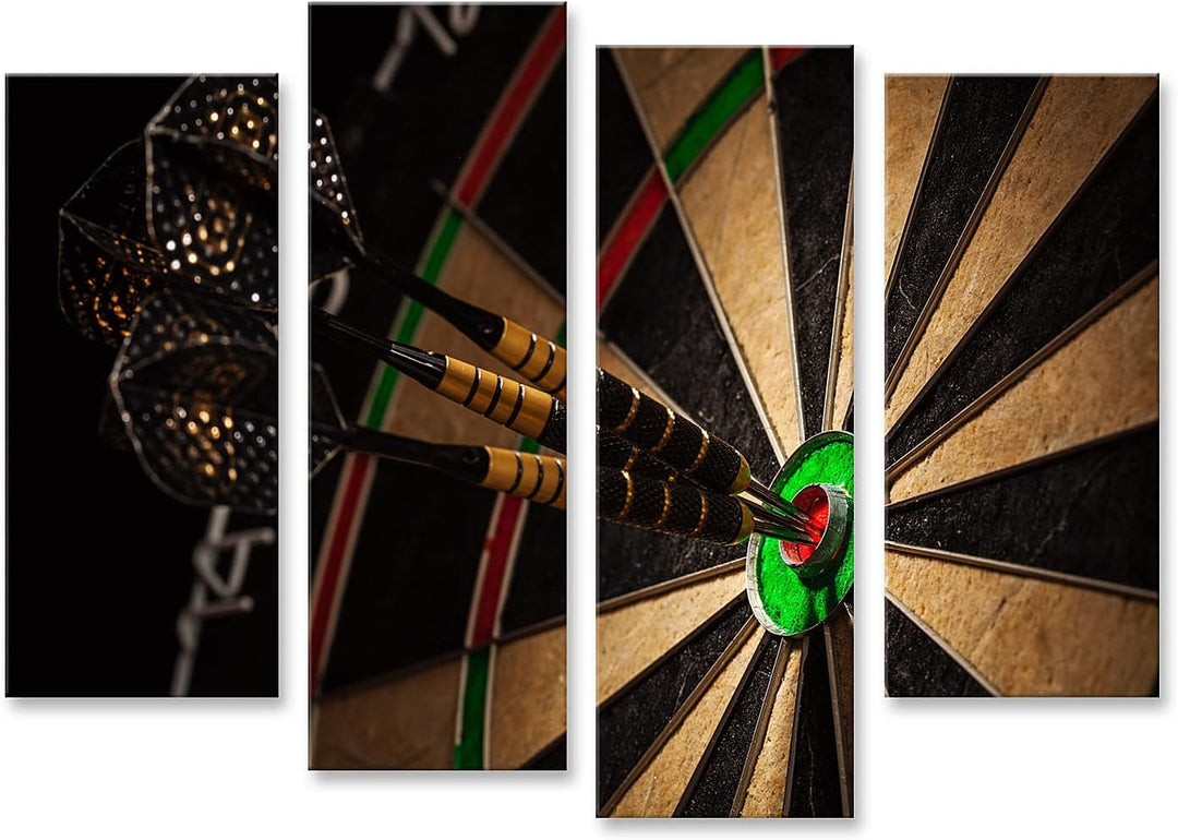 islandburner Bild auf Leinwand DREI Darts Bulls Eye Bilder Wandbilder Poster Leinwand 130x80cm - 4 T