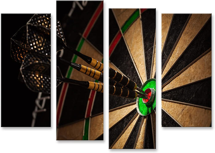islandburner Bild auf Leinwand DREI Darts Bulls Eye Bilder Wandbilder Poster Leinwand 130x80cm - 4 T