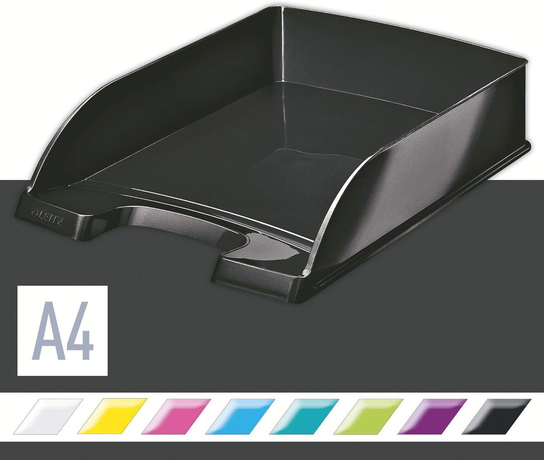 Leitz Briefkorb, A4, 5er Pack, Schwarz, WOW-Serie, 52263095 Schwarz 5 Stück, Schwarz 5 Stück