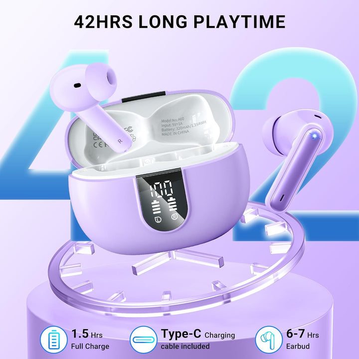 AOVOCE Kabellose Kopfhörer Bluetooth 5.3, HiFi-Stereo-Bluetooth-Kopfhörer, eingebauter Geräuschunter