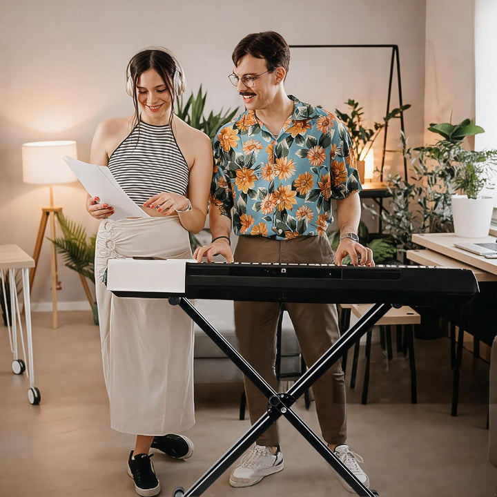 Trintion Keyboardständer Doppelstrebig Keyboard Ständer verstellbar 61 cm bis 98 cm Klappbar Zerlegb