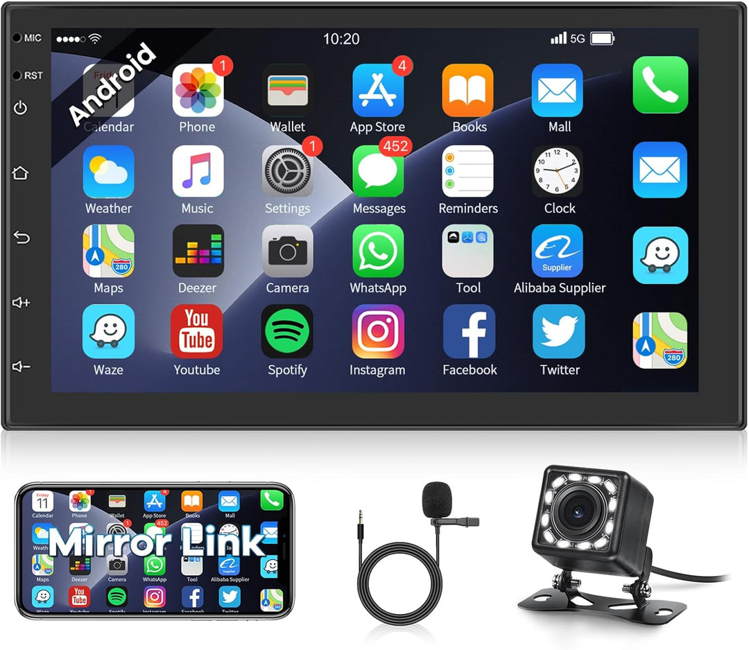 Hodozzy Android Autoradio 7 Zoll 2 Din Touchscreen Car Radio mit GPS-Navigation, WiFi, Bluetooth, Do