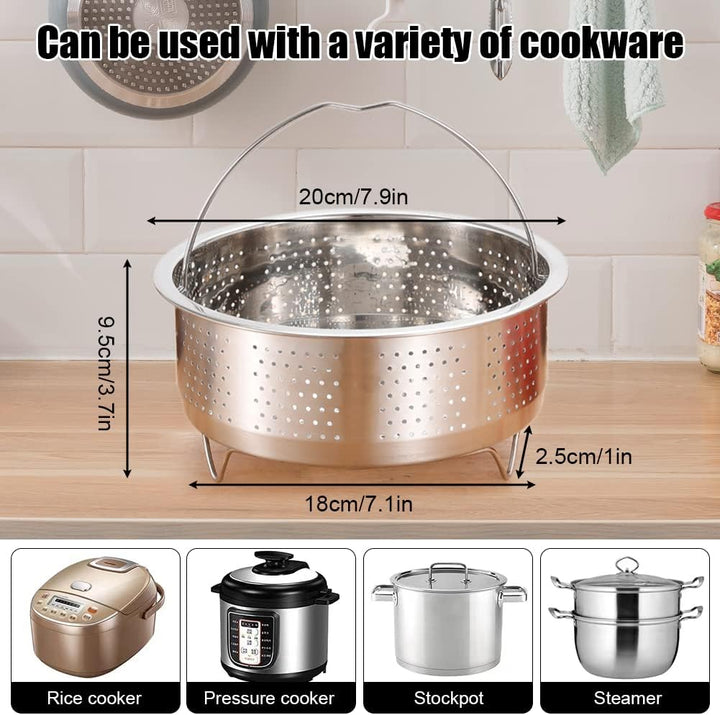 HAMON Dampfeinsatz für Topf 20 cm, Edelstahl Dampfgarer Dampfeinsatz Topfteiler Gemüseeinsatz Topf S