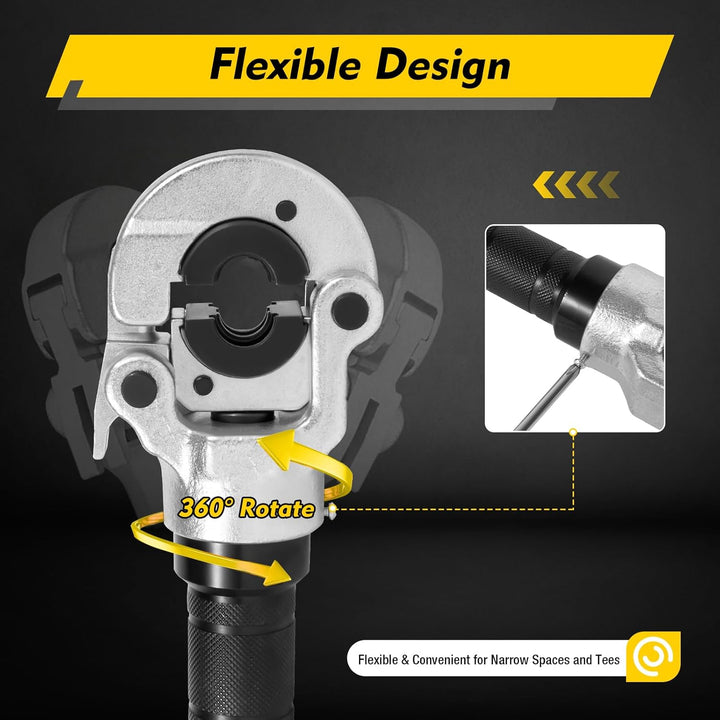 BJTDLLX Hydraulische Presszange Hydraulik Crimpzange V-T Kontur Radialpresse Kupferrohr 360° Verbund