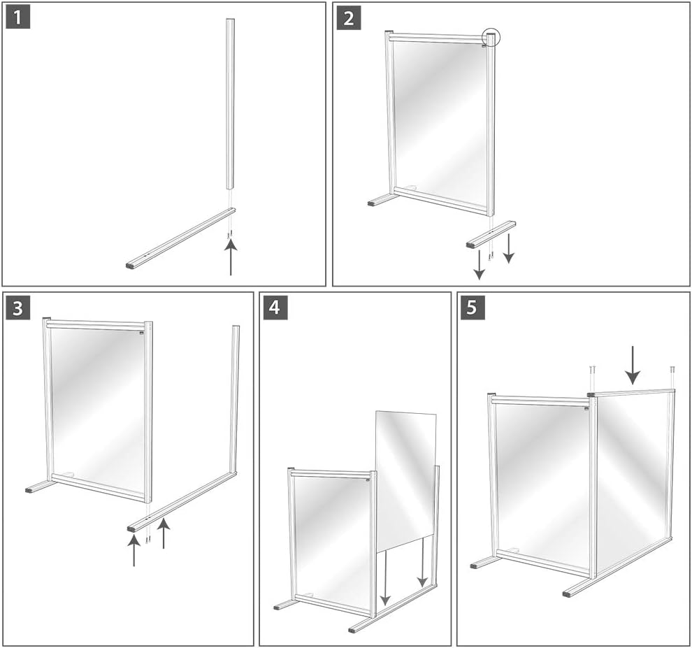 Nobo durchsichtige Schreibtisch-Trennwand aus Acryl, Freistehende Schutztrennwand, Hygieneschutz, Pr