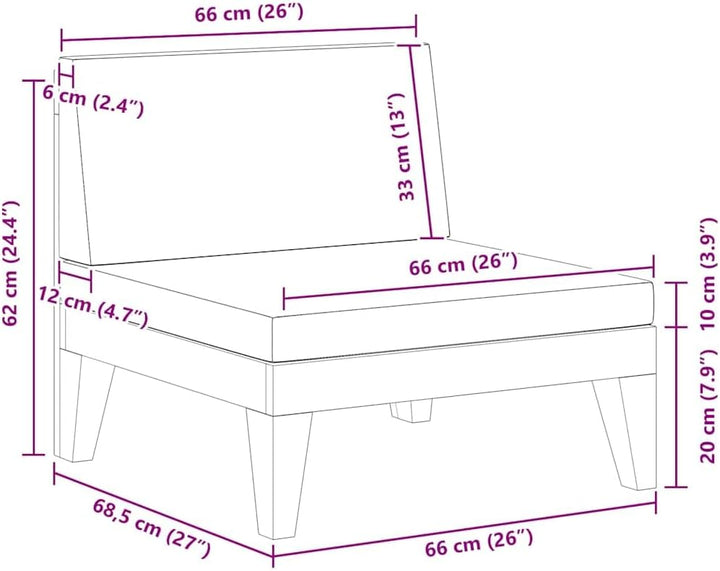 vidaXL Akazienholz Massiv Modular Mittelsofa mit Dunkelgrauen Kissen Gartensofa Sofa Lounge Gartenmö