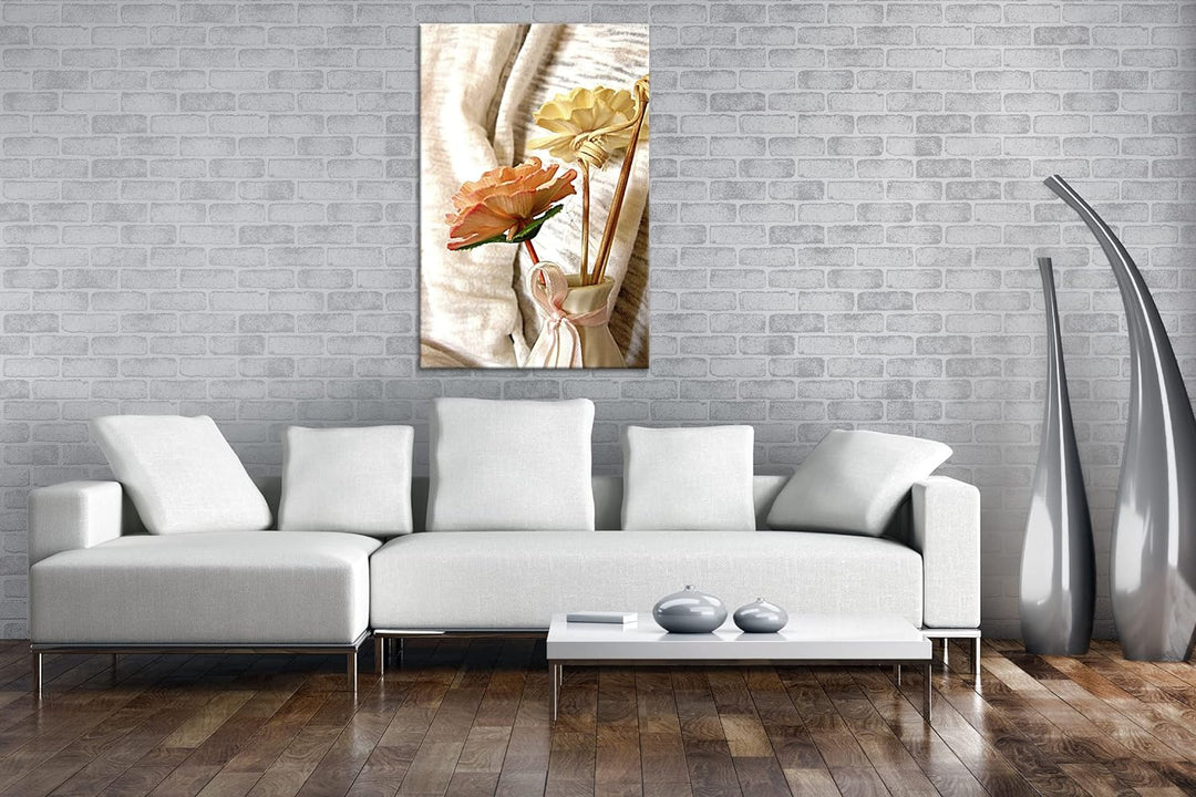 deyoli schöne Dekorationsblumen im Format: 80x60 als Leinwandbild, Motiv fertig gerahmt auf Echtholz