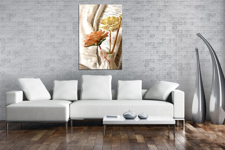 deyoli schöne Dekorationsblumen im Format: 80x60 als Leinwandbild, Motiv fertig gerahmt auf Echtholz