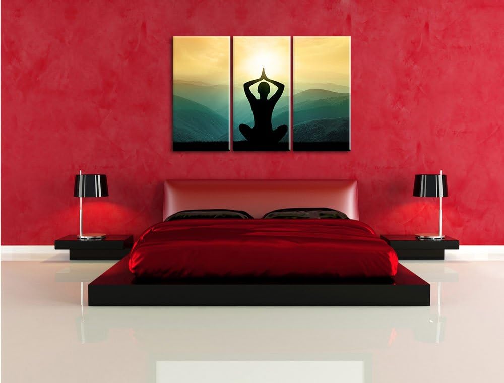 Pixxprint Yoga und Meditation als Leinwandbild | Grösse: 3 Teilig (120x80) | Wandbild| Kunstdruck |