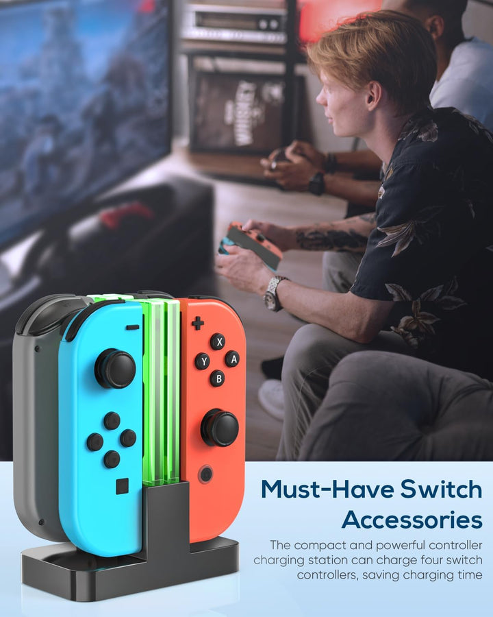 FYOUNG Switch Controller Ladestation Kompatibel mit Nintendo Switch/Switch OLED Modell Joy Con, Quad