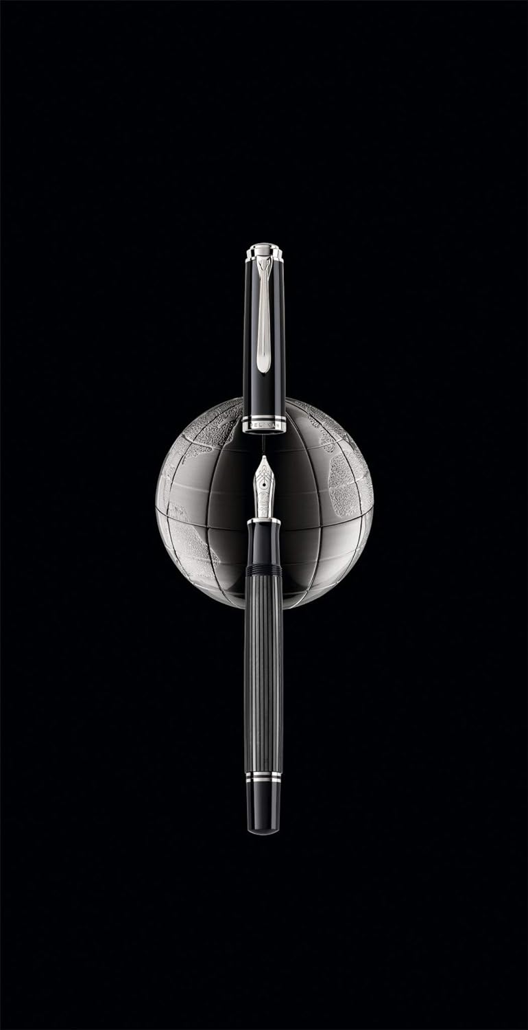 Pelikan Füllhalter Souverän 605 Stresemann, Schwarz-Anthrazit, Feder M (mittel), hochwertiger Kolben