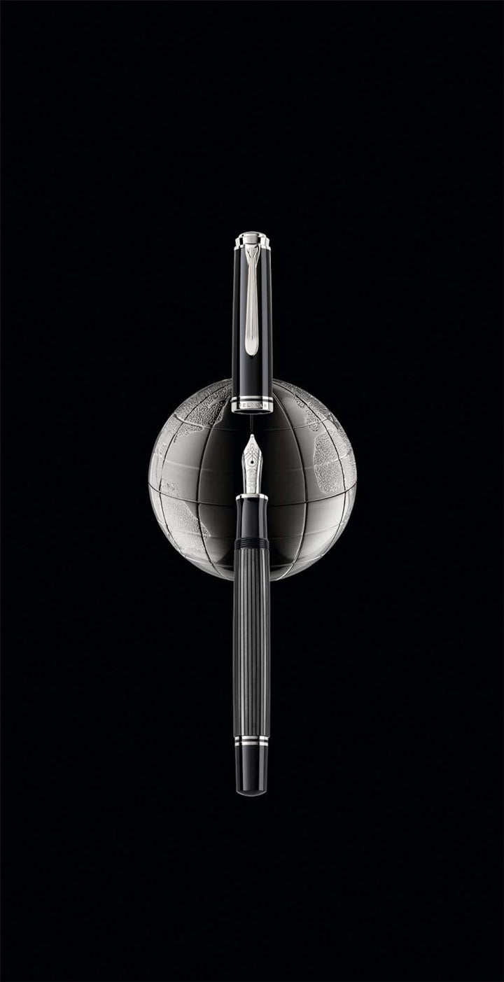 Pelikan Füllhalter Souverän 605 Stresemann, Schwarz-Anthrazit, Feder M (mittel), hochwertiger Kolben