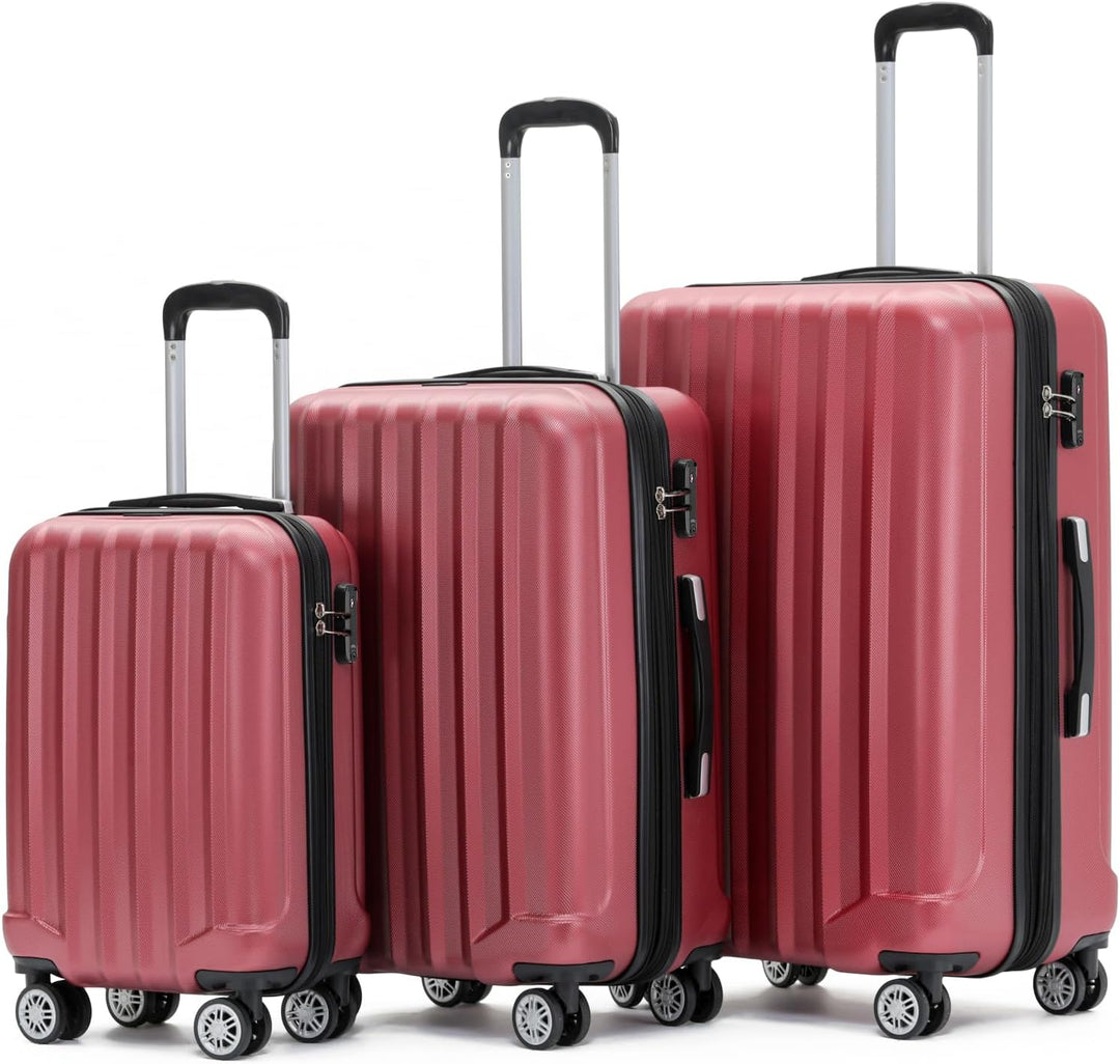 BEIBYE TSA-Schloss 2080 Zwillingsrollen 3 TLG. Reisekofferset Koffer Kofferset Trolley Trolleys Hart