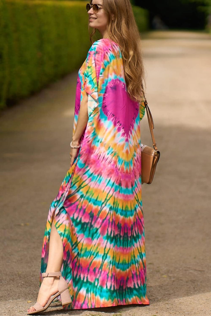 YouKD Damen Sommer Bohemian Lang Kaftan Ethnisches Muster Maxikleid Beach Bikini Cover Ups Sunblocke