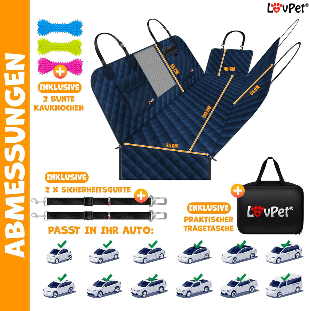Lovpetยฎ 2in1 Hundedecke fรผr Auto Rรผckbank & Kofferraum mit Seitenschutz und Sichtfenster Kofferraums