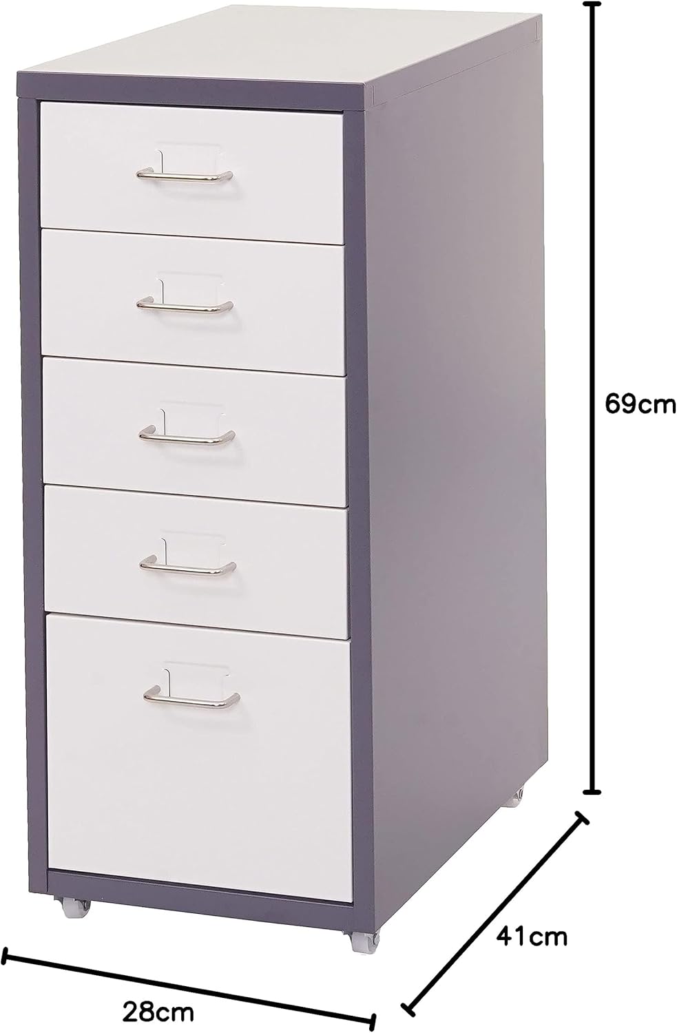 Mendler Rollcontainer Boston T851, Schubladenschrank Stahlschrank, 69x28x41cm 5 Schubladen - dunkelg