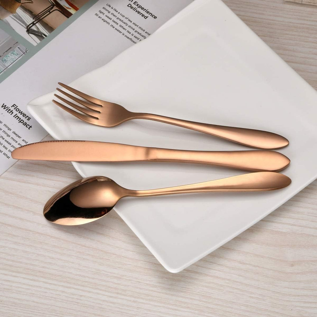 HOMQUEN 30 Stück Rose Gold Besteck Set, 18/0 Edelstahl Besteck Set, Service für 6 Personen, Esszimme