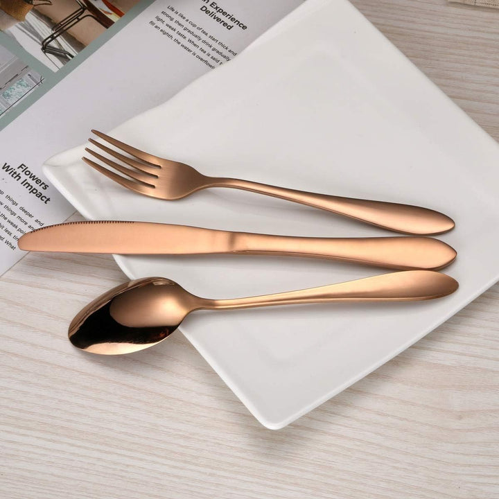 HOMQUEN 30 Stück Rose Gold Besteck Set, 18/0 Edelstahl Besteck Set, Service für 6 Personen, Esszimme