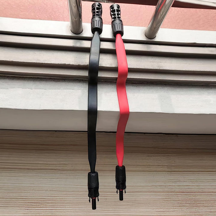 TEOV SOLAR 1 Paar Solarkabel Fensterdurchführung 100CM Flach mit Stecker und Kupplung, Photovoltaikm