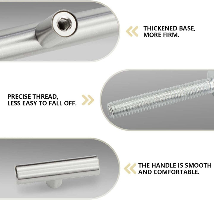 Bwintech 24 Pcs 50MM gebürstetes Nickel Schrank Pull Griffe Küche T Bar Griffe, Edelstahl, Ideal für