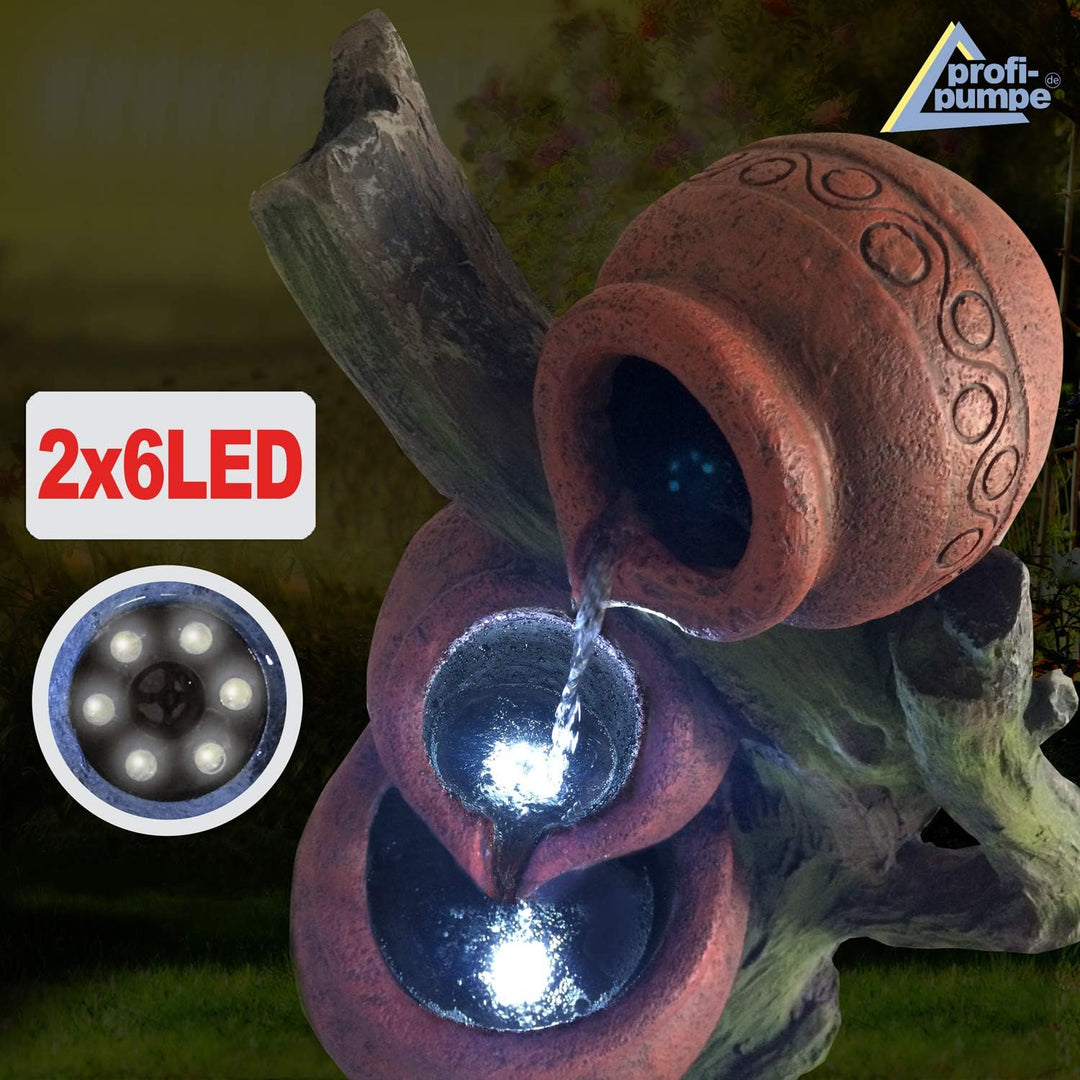 Gartenbrunnen Brunnen Zierbrunnen Zimmerbrunnen Springbrunnen Brunnen mit LED-Licht 230V Wasserfall